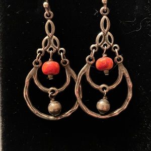 Silpada earrings with coral stones